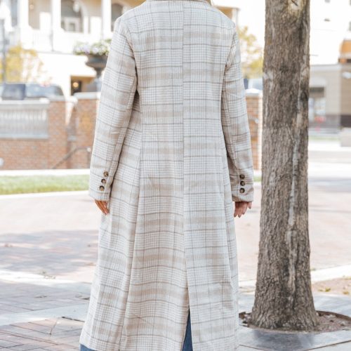 after fall tan plaid trench coat 309501