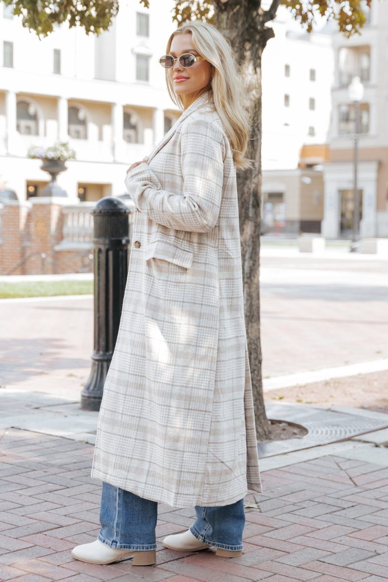 after fall tan plaid trench coat 876891