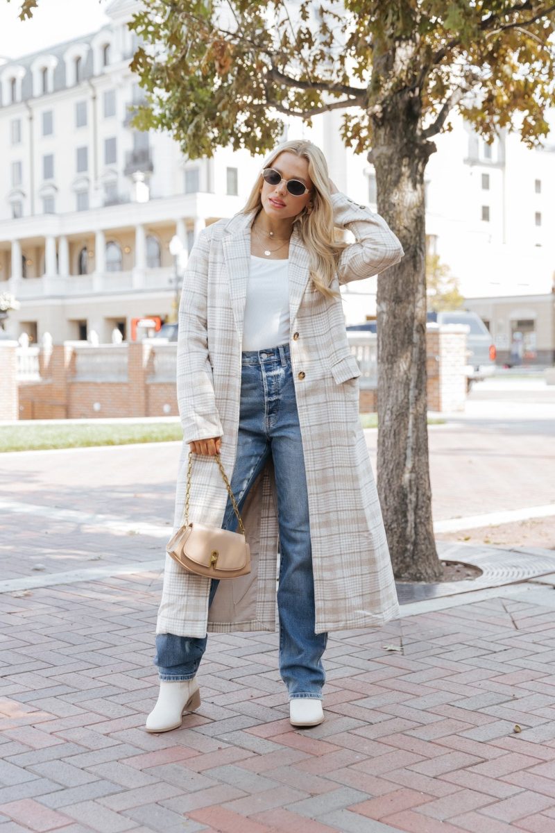 after fall tan plaid trench coat 906692