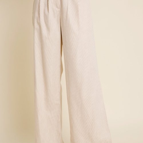 aureum ivory pinstripe twill wide leg pants 302283