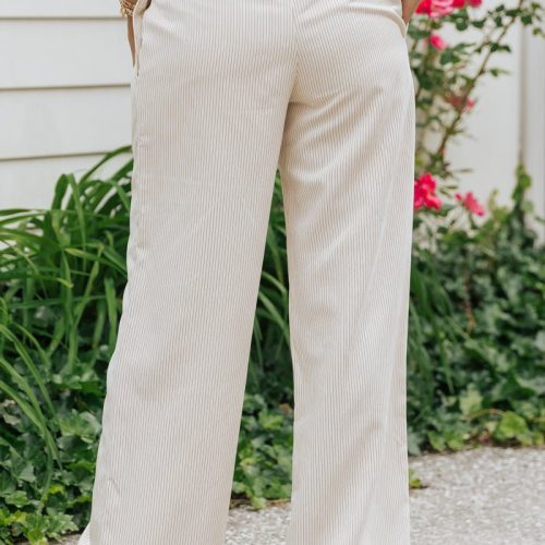 aureum ivory pinstripe twill wide leg pants 831740