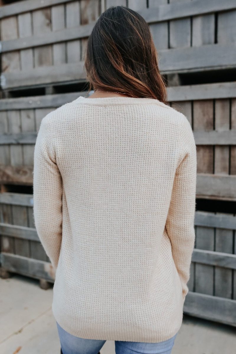 autumn glow brushed oatmeal waffle sweater final sale 196786