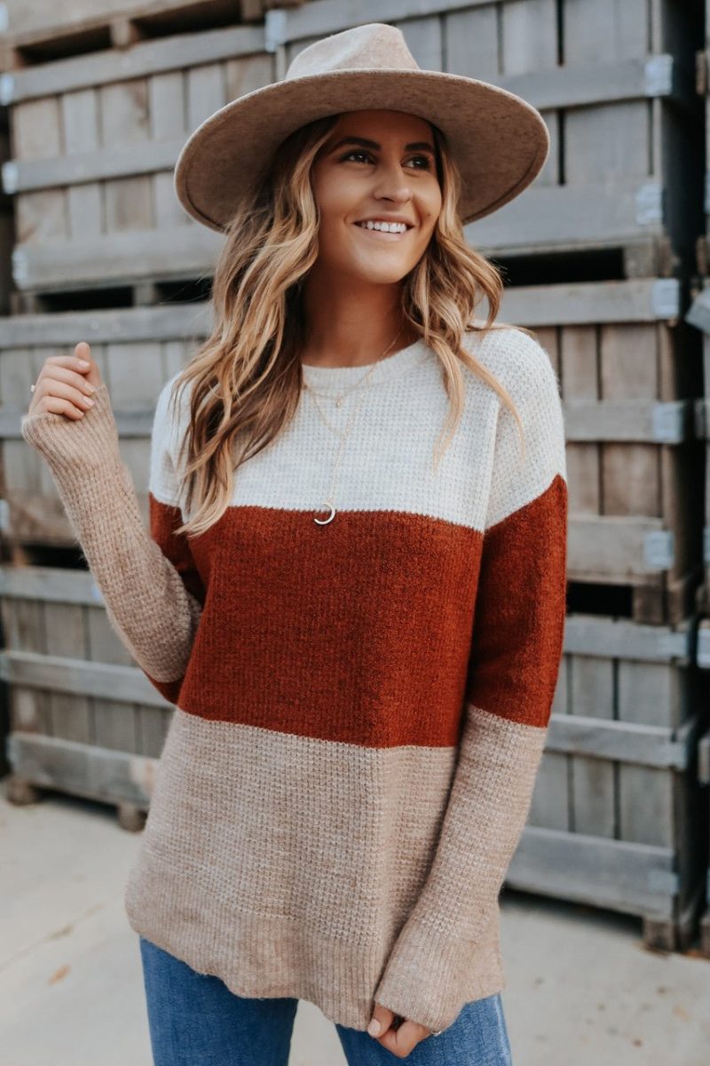 autumn ridge colorblock waffle sweater final sale 366660