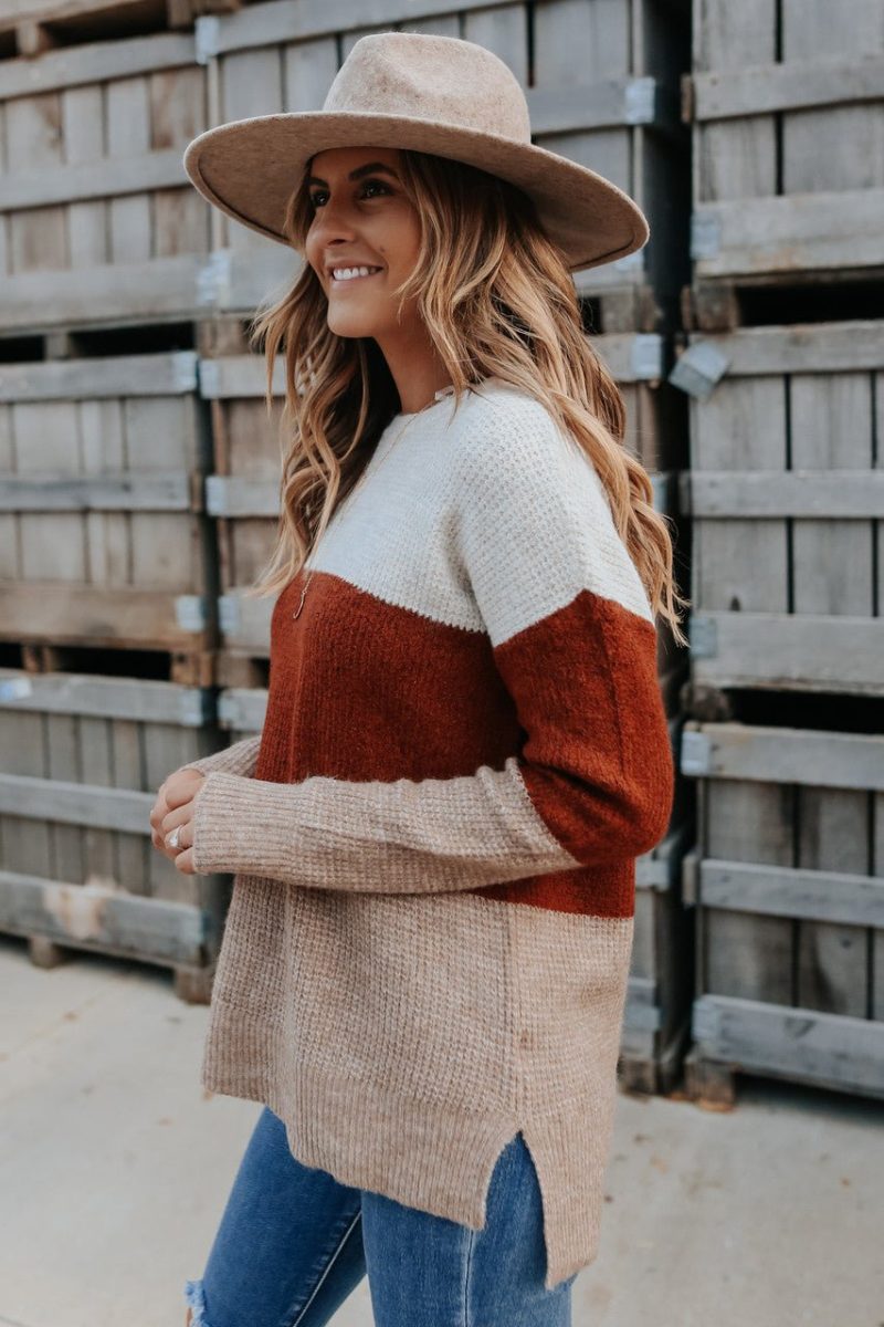 autumn ridge colorblock waffle sweater final sale 633436