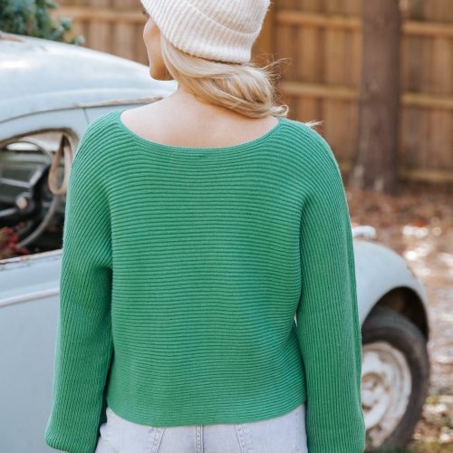 avery ribbed boat neck sweater green 444477