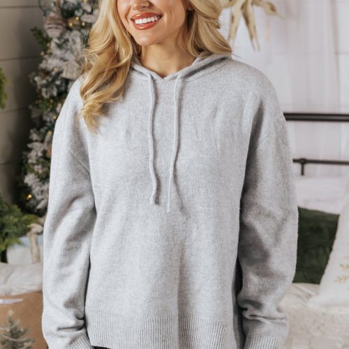 basic heather grey hooded sweatshirt 740976