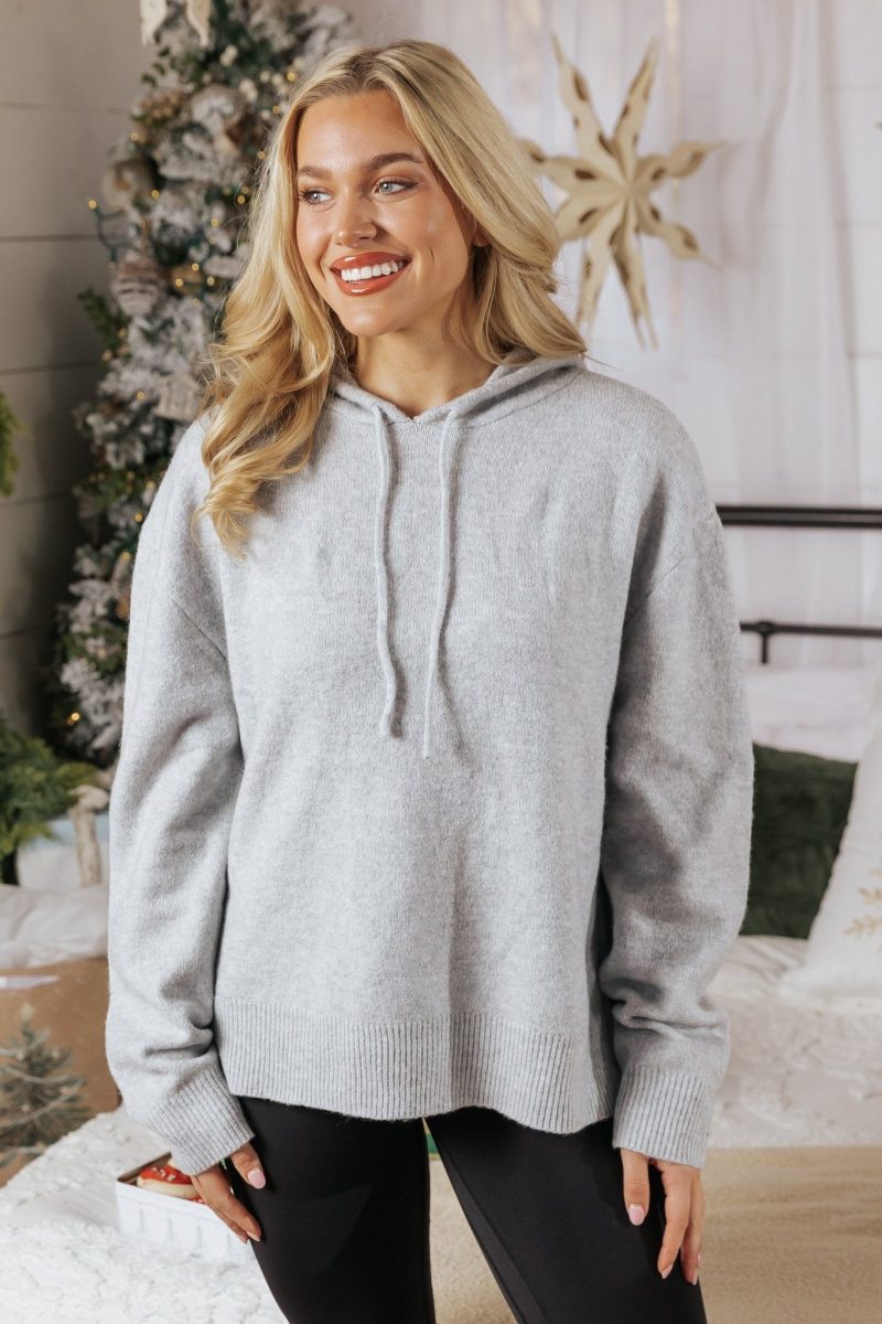 basic heather grey hooded sweatshirt 740976