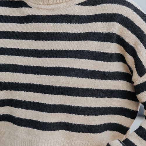 beige and black striped turtleneck sweater 243350