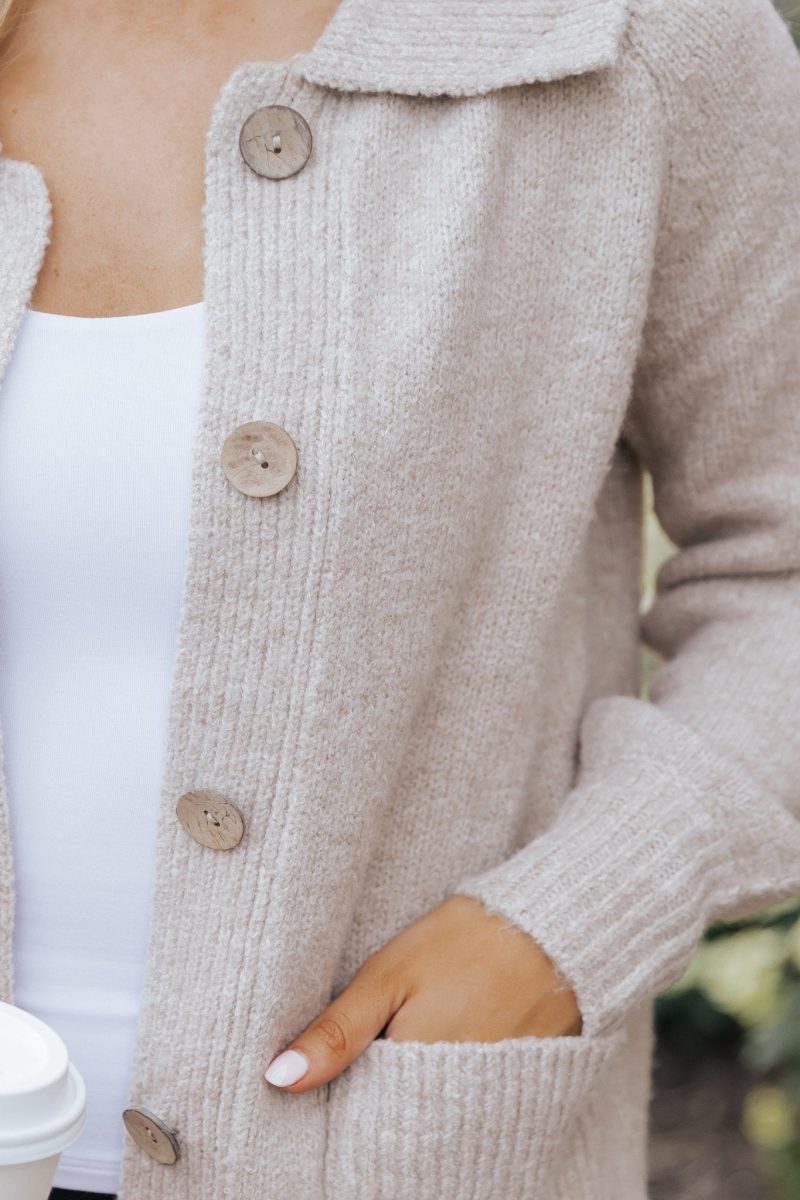 beige button down sweater cardigan 728730