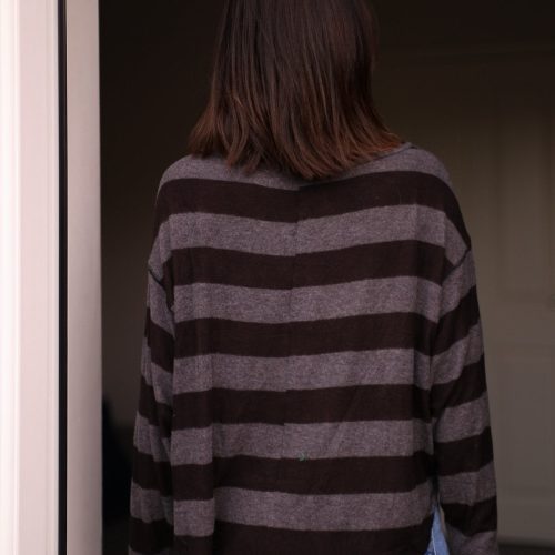 black and charcoal striped sweater 506771