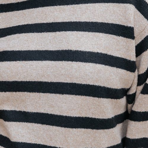 black and mocha striped pullover sweater 486044