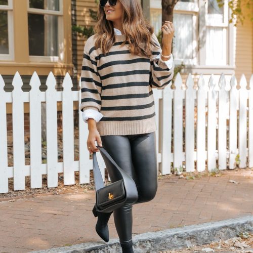 black and mocha striped pullover sweater 550157