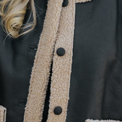 black and tan sherpa button up vest 688590