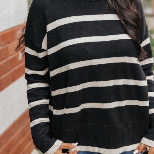 black and tan striped sweater 129046