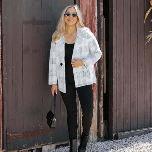 black and white plaid blazer jacket 462635