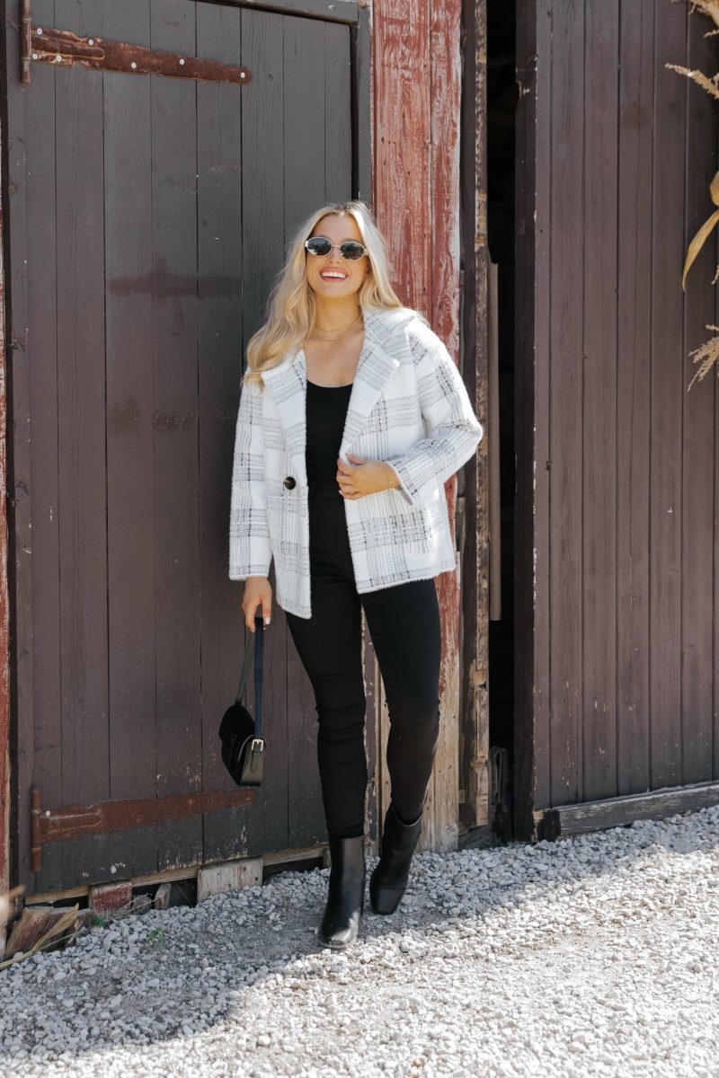 black and white plaid blazer jacket 462635