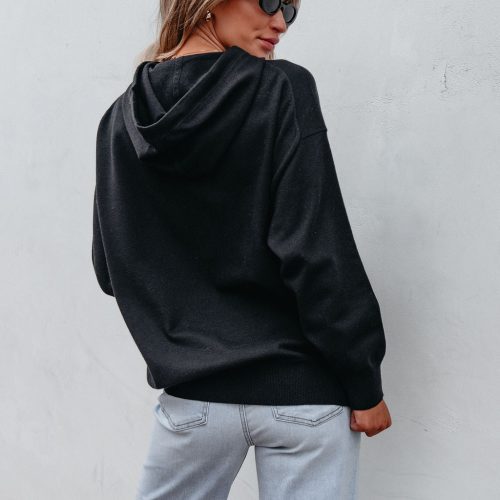 black cashmere hooded sweatshirt pre order 926614