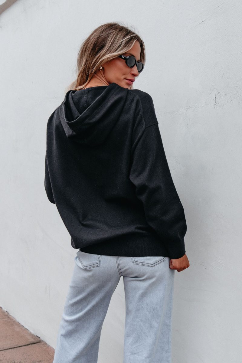 black cashmere hooded sweatshirt pre order 926614