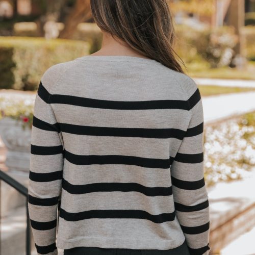 black coffee long sleeve striped sweater 702688