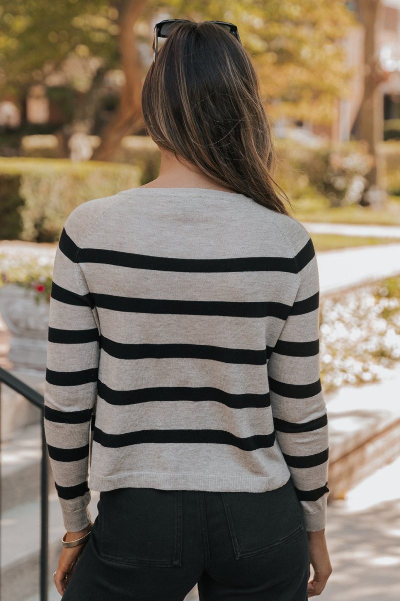 black coffee long sleeve striped sweater 702688