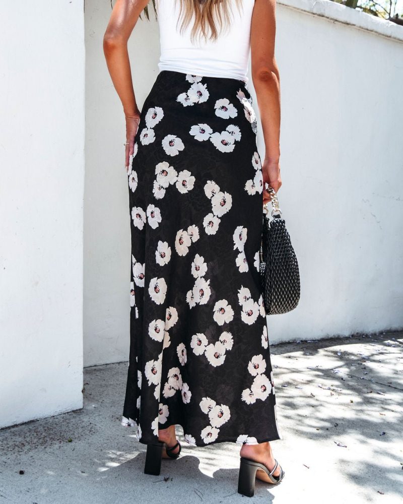 black floral print maxi skirt 269690