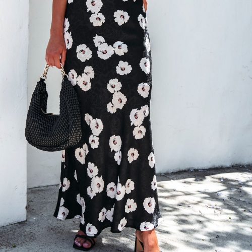 black floral print maxi skirt 966780