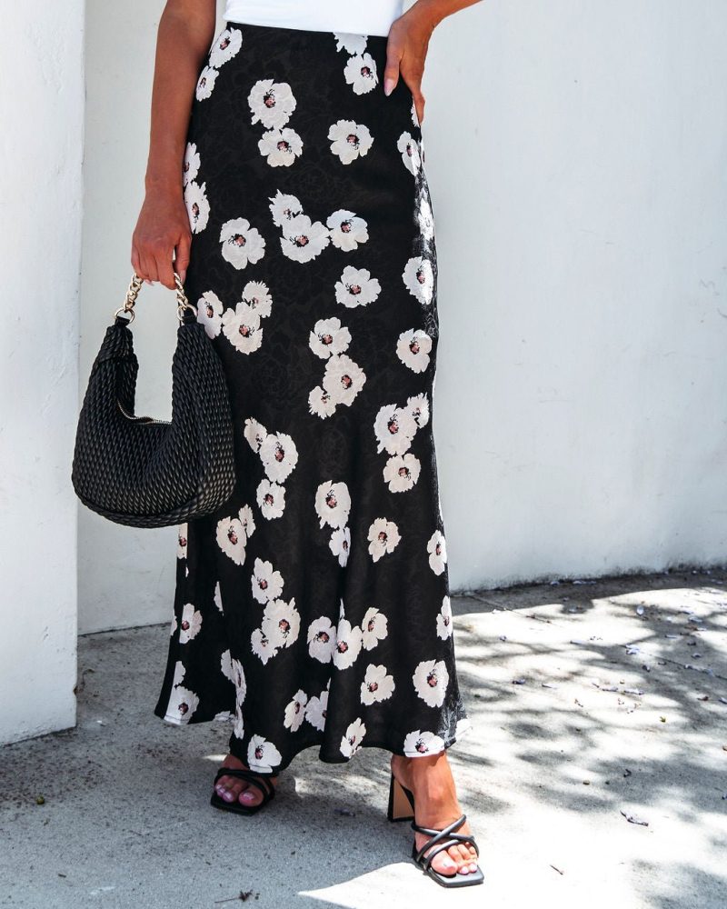 black floral print maxi skirt 966780