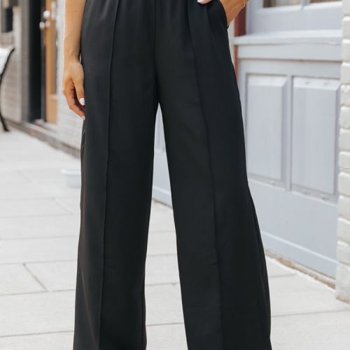 black front seam wide leg pants 499955