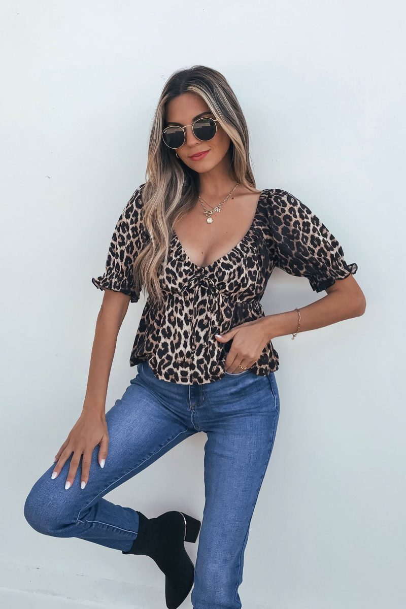 black leopard print babydoll top 262964