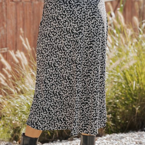 black leopard print midi skirt 421943