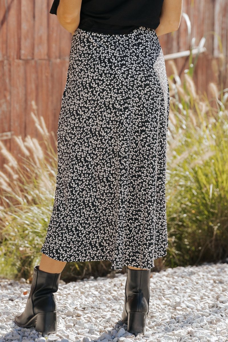 black leopard print midi skirt 421943