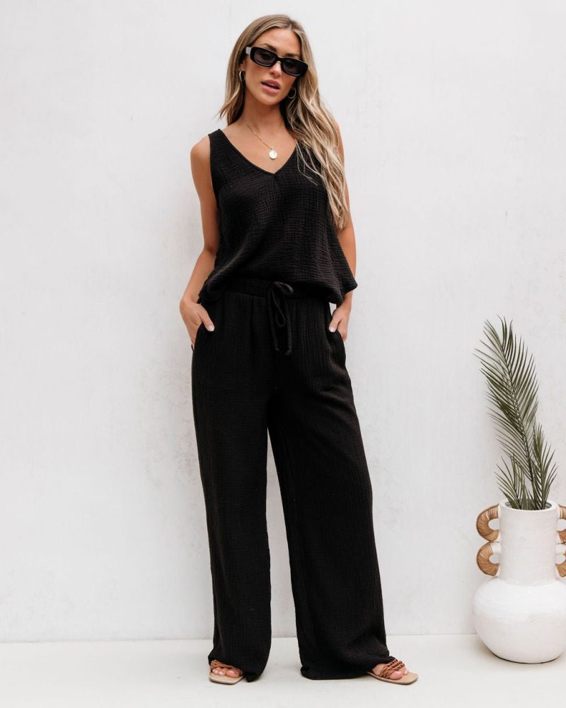 black linen wide leg pants pre order 830761