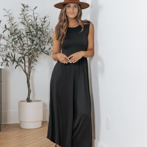 black open back wide leg jumpsuit 197463