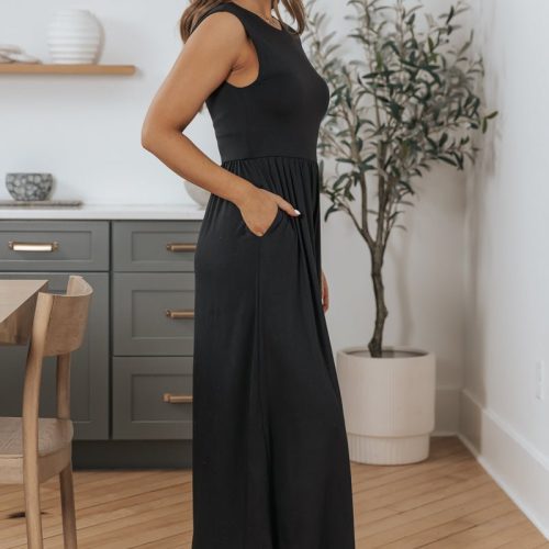 black open back wide leg jumpsuit 778839