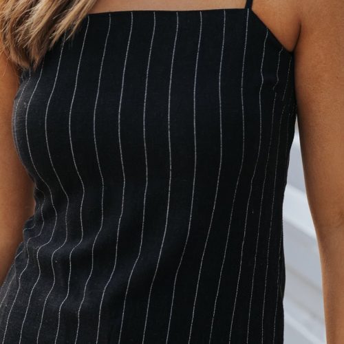 black pinstripe linen tank top 896707