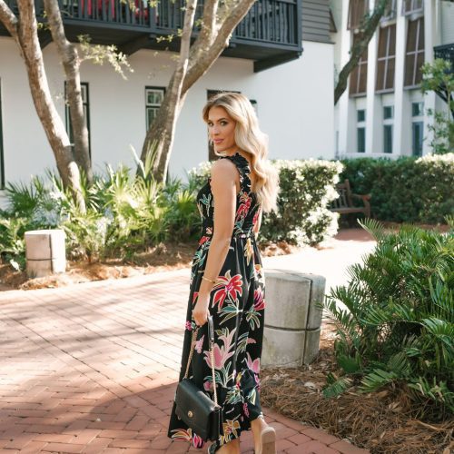 black print smocked maxi dress 740217