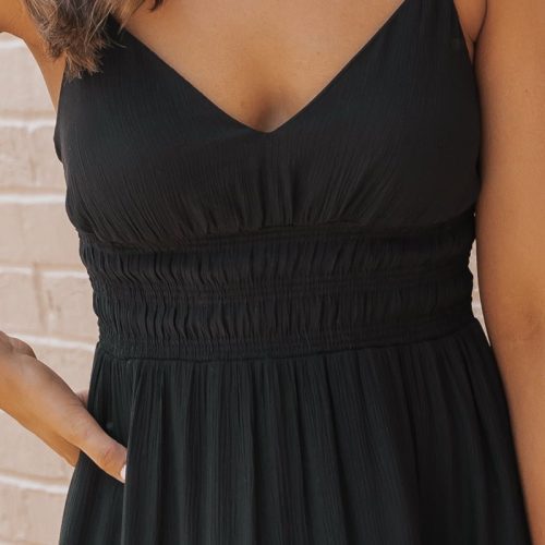 black shirred waist tiered maxi dress 735786