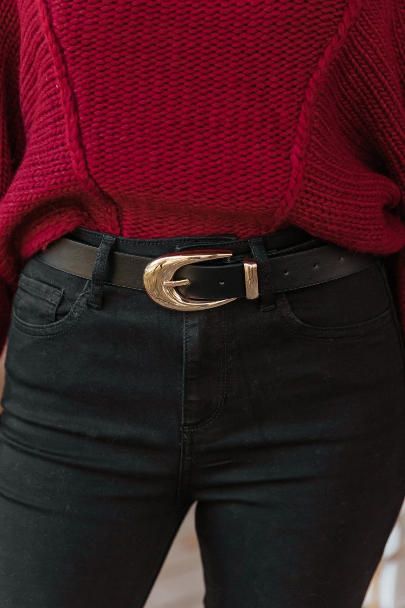 black sleek faux leather belt 167662