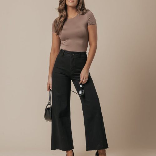 black straight wide leg pants 400446