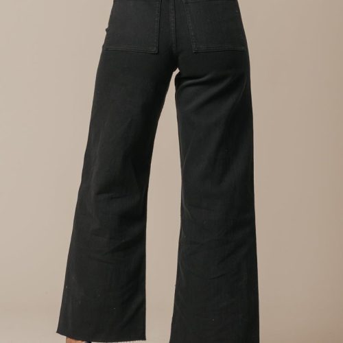 black straight wide leg pants 540079