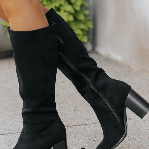 black suede knee high boots 378163