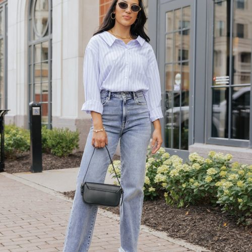 blue and white striped button down shirt 179743