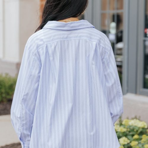 blue and white striped button down shirt 208271