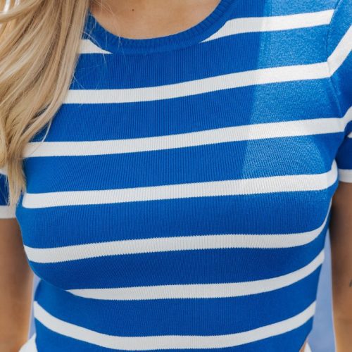 blue and white striped cropped sweater 157806