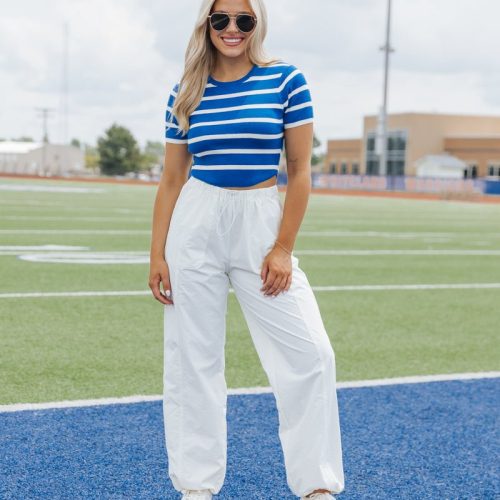 blue and white striped cropped sweater 177510