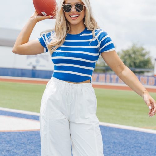 blue and white striped cropped sweater 179967