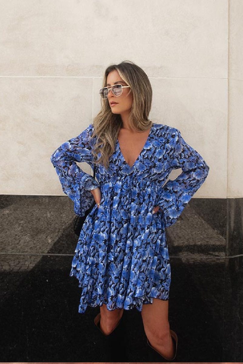 blue floral chiffon romper 282543