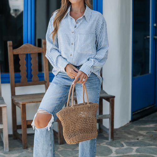 blue stripe button down shirt 202282