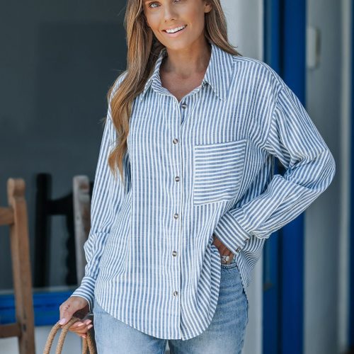 blue stripe button down shirt 691078