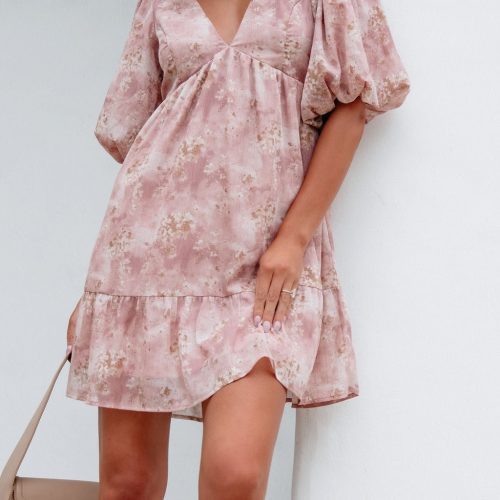 blush floral print mini dress 155342